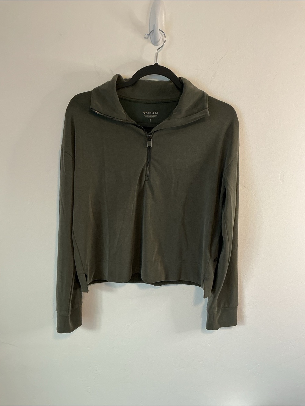 Athleta Olive Green Zip-Up Mock Neck Pullover